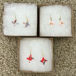 Patterned shuriken origami earrings